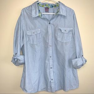 Blue and White Checkered Blouse